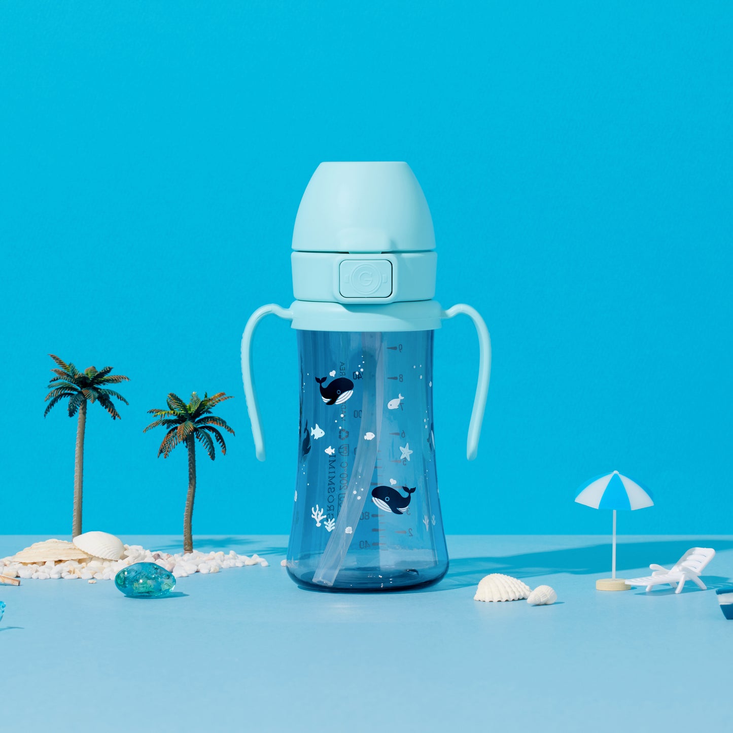 Grosmimi Dark PPSU Series Baby Whale and Bunny Verse Straw Cup (300ml)* Limited Edition*