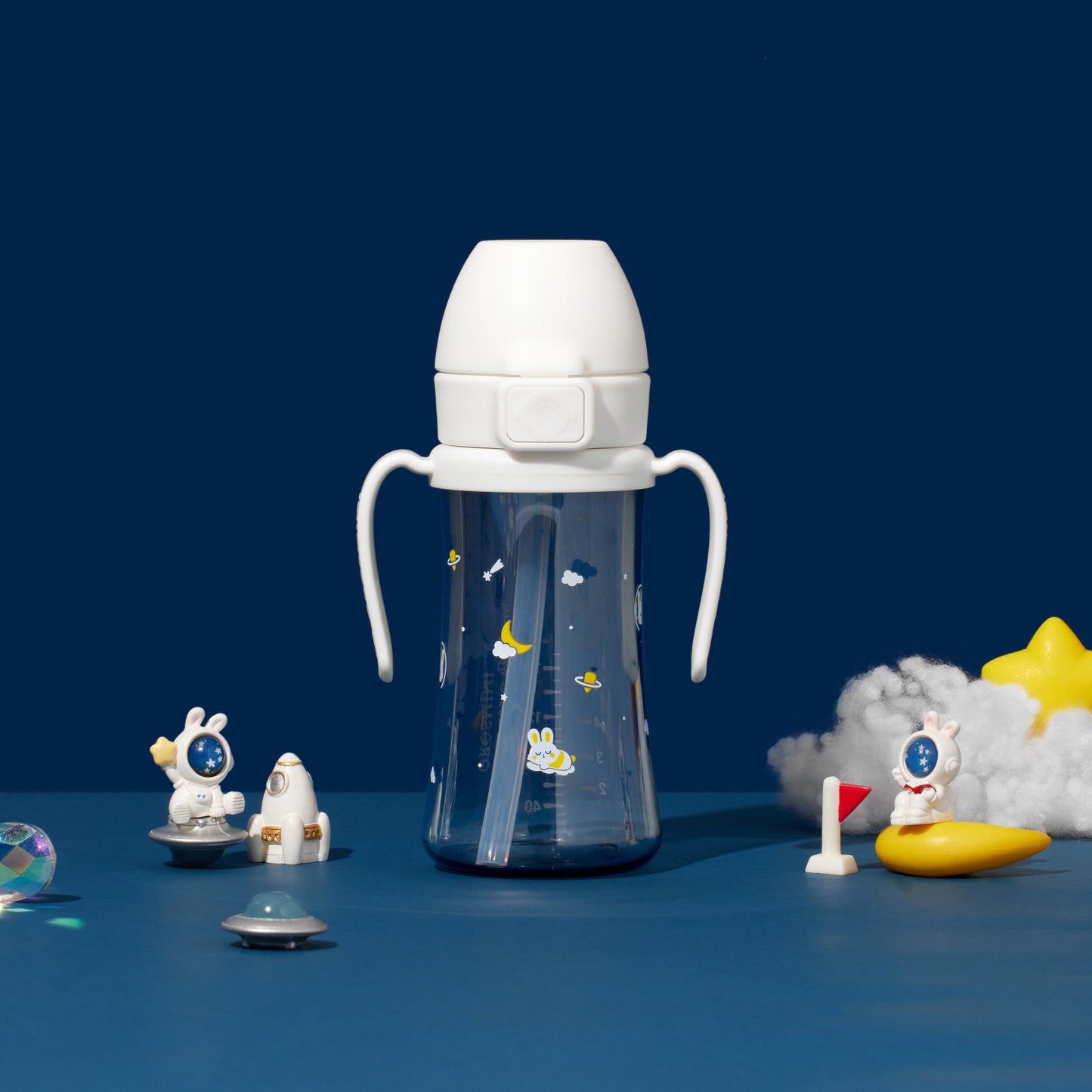 Grosmimi Dark PPSU Series Baby Whale and Bunny Verse Straw Cup (300ml)* Limited Edition*