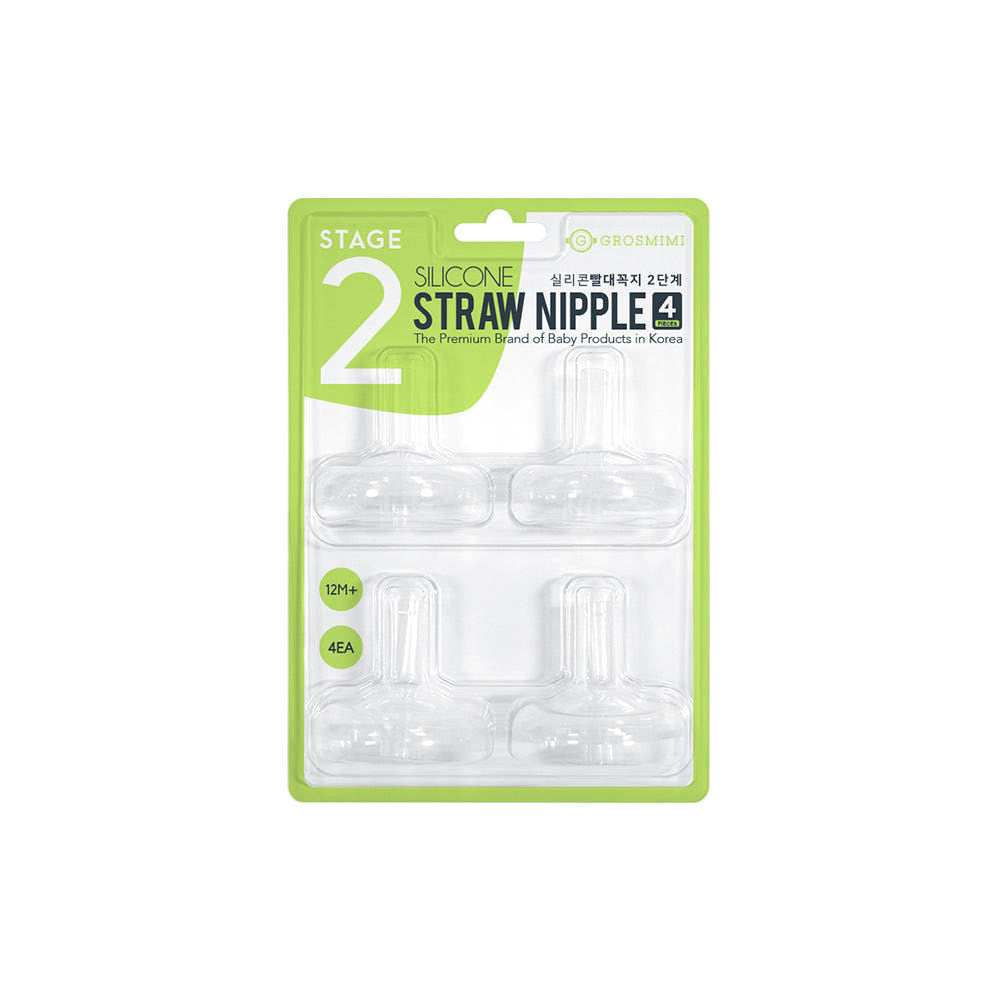 Grosmimi Replacement Straw Nipples 4 pcs Stage 2