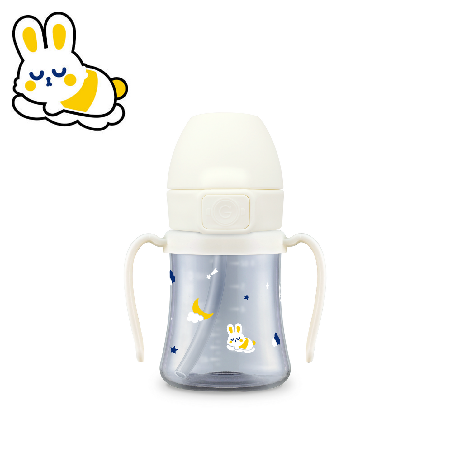 Grosmimi Dark PPSU Series Baby Whale and Bunny Verse Straw Cup (200ml)* Limited Edition*