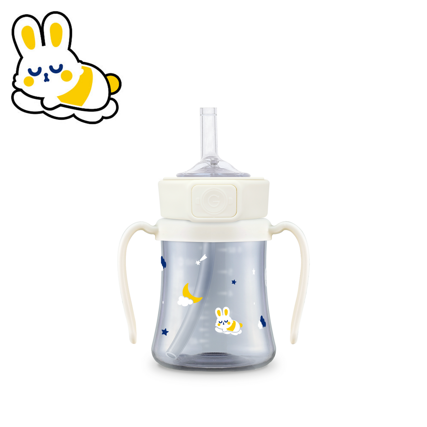 Grosmimi Dark PPSU Series Baby Whale and Bunny Verse Straw Cup (200ml)* Limited Edition*