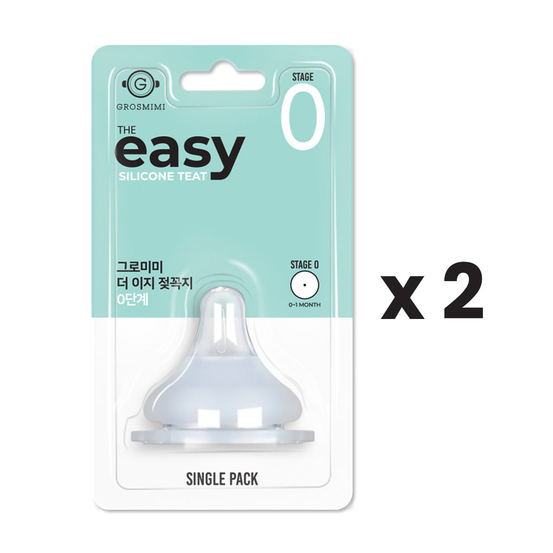 Grosmimi Easy Teat - Replacement Teat Stage 0 (Single Pack), Stage 1–4 (Twin Pack)