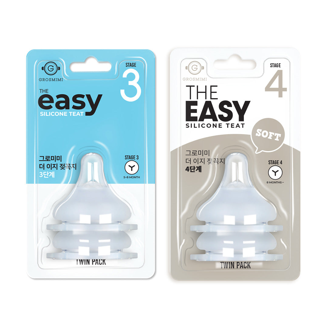 Grosmimi Easy Teat - Replacement Teat Stage 0 (Single Pack), Stage 1–4 (Twin Pack)