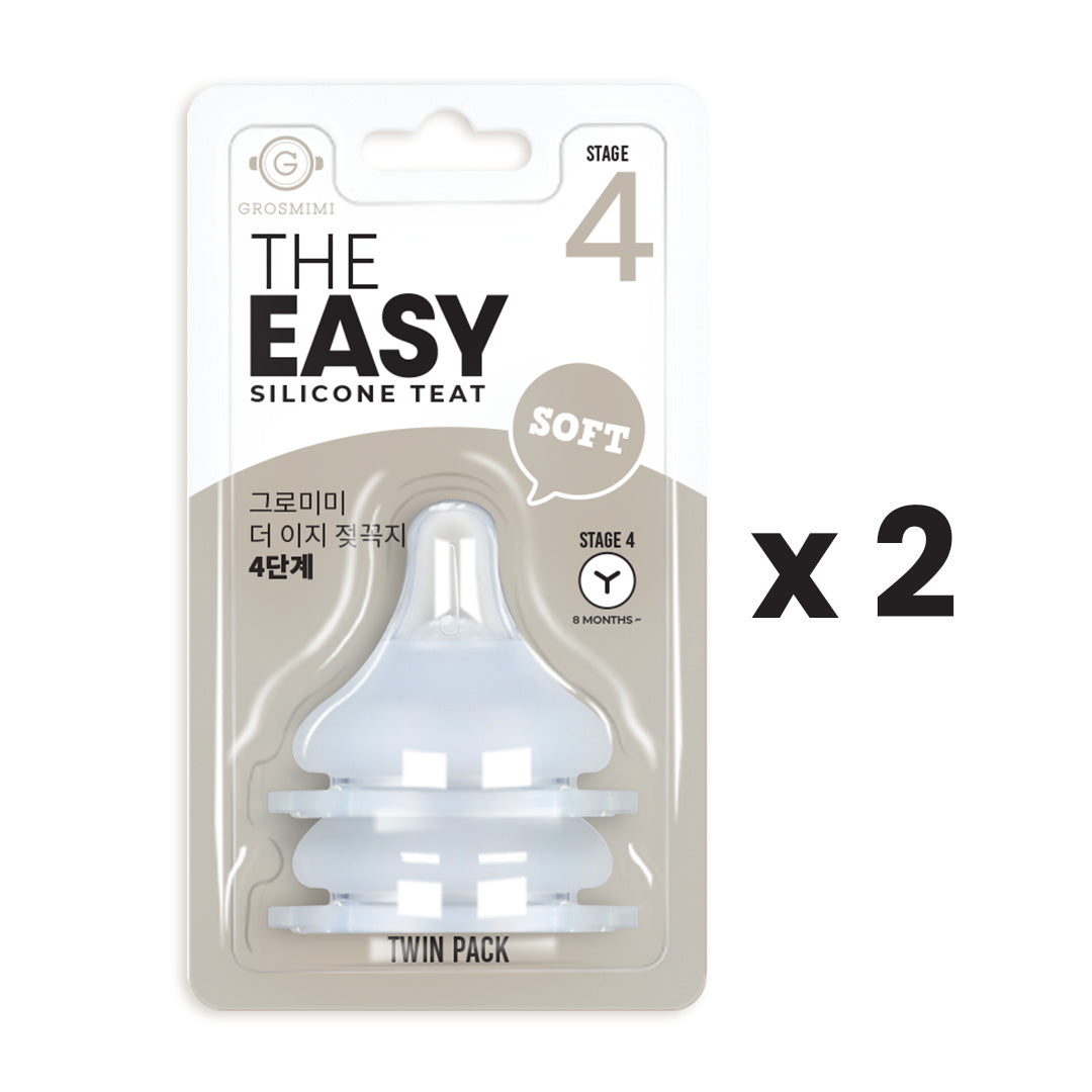 Grosmimi Easy Teat - Replacement Teat Stage 0 (Single Pack), Stage 1–4 (Twin Pack)