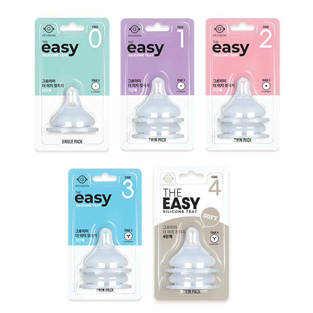 Grosmimi Easy Teat - Replacement Teat Stage 0 (Single Pack), Stage 1–4 (Twin Pack)