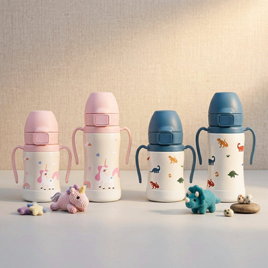 Grosmimi Dinosaur and Unicorn Stainless Steel Straw Cup 200ml/ 300ml
