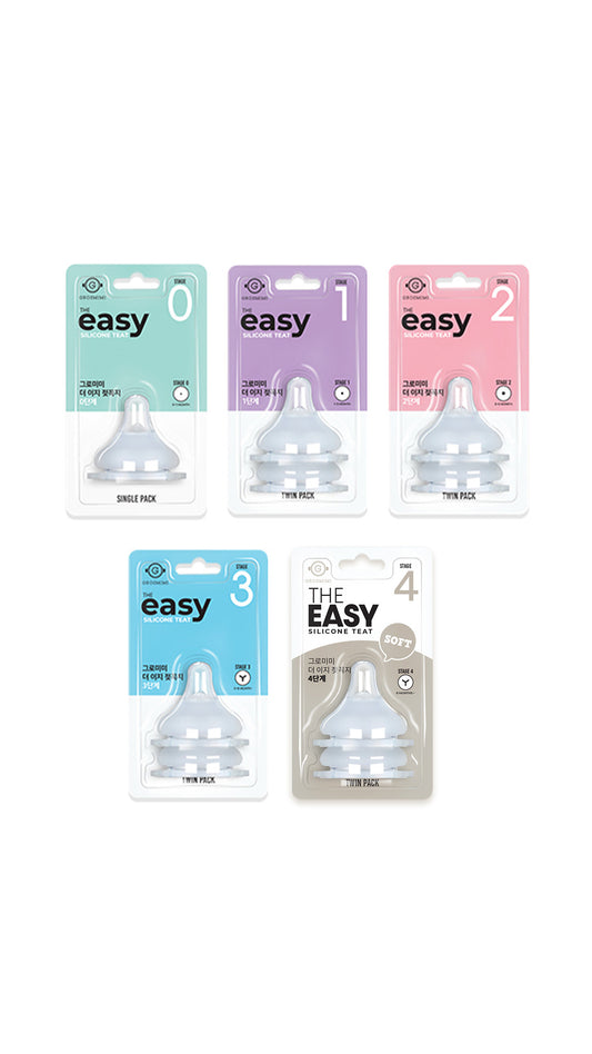 Grosmimi Easy Teat - Replacement Teat Stage 0 (Single Pack), Stage 1–4 (Twin Pack)