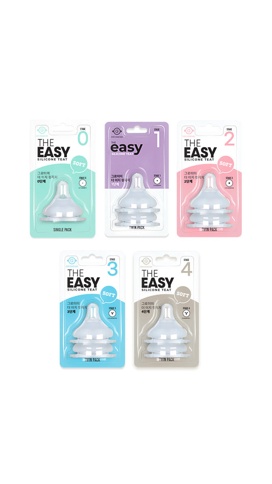 Grosmimi Easy Teat - Replacement Teat Stage 0 (Single Pack), Stage 1–4 (Twin Pack)