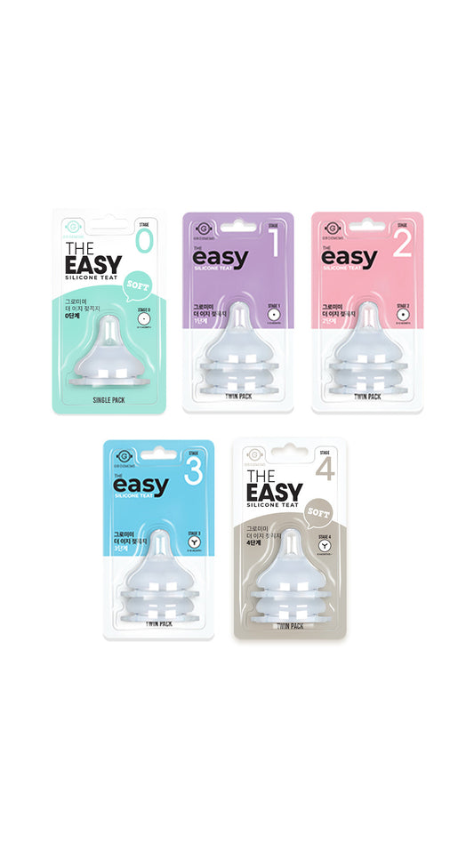 Grosmimi Easy Teat - Replacement Teat Stage 0 (Single Pack), Stage 1–4 (Twin Pack)